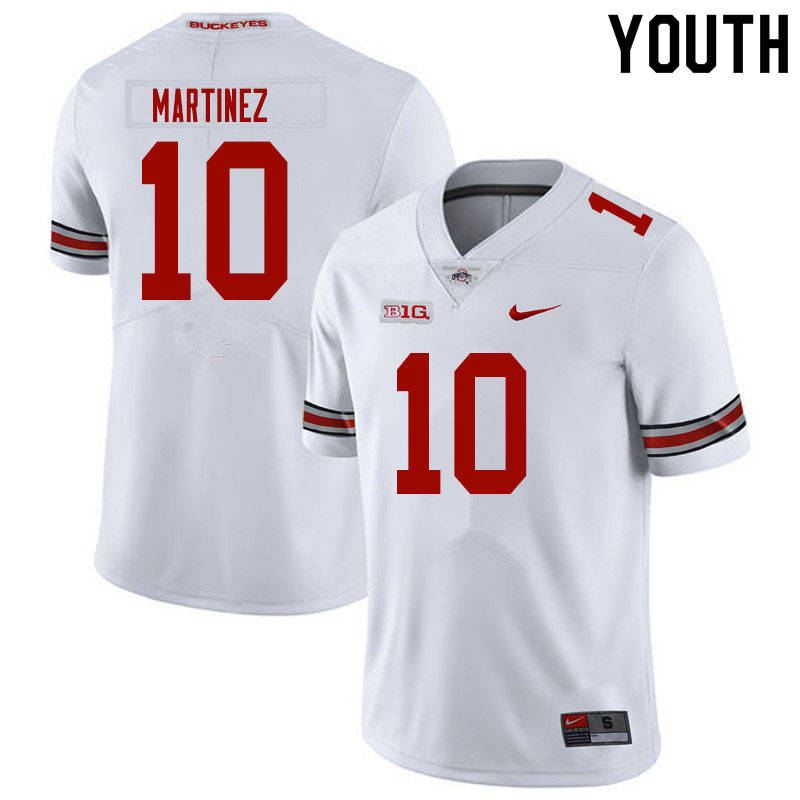 Youth Ohio State Buckeyes #10 Cameron Martinez White Authentic College Stitched Football Jersey 23BA041NI